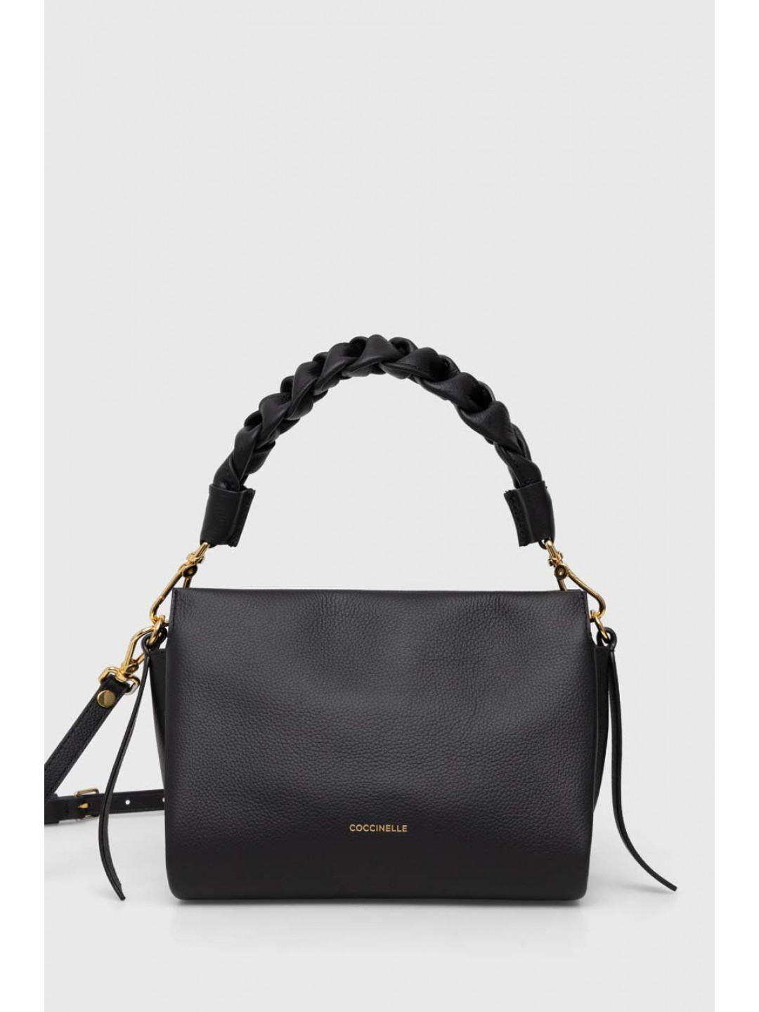 Kožená kabelka Coccinelle černá barva